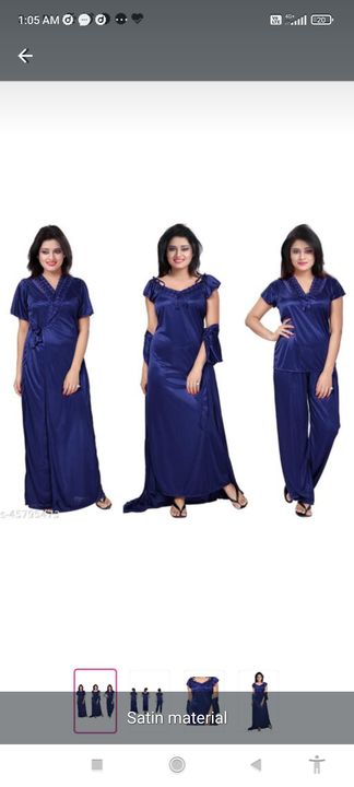 Satin night suit in 4 pcs  uploaded by AA collection on 3/23/2022