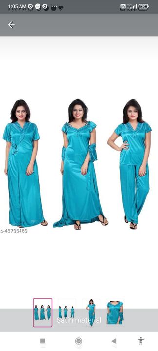 Satin night suit in 4 pcs  uploaded by business on 3/23/2022