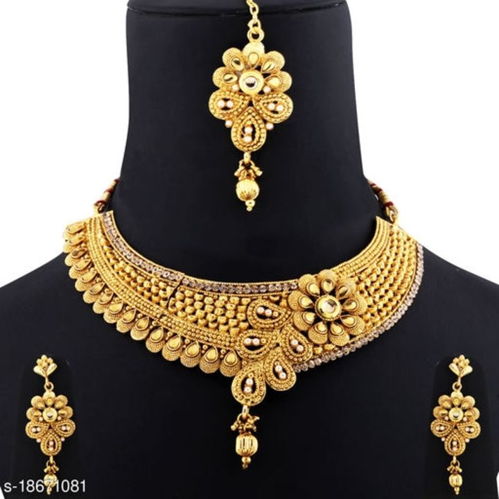 Party Wear Stylish  Traditiona Jewellery Set  Gold Plated Necklace Set  uploaded by Retailer on 3/24/2022