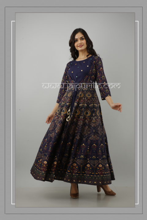 Post image New Arrival Ethnic Flared  Anarkali Gown....... Premium Rayon FabricSize available - S to XXXL
Dm For more queries...... 
#ethnic #ethnicwear #anarkali #gown #wholesale #blue #womenswear