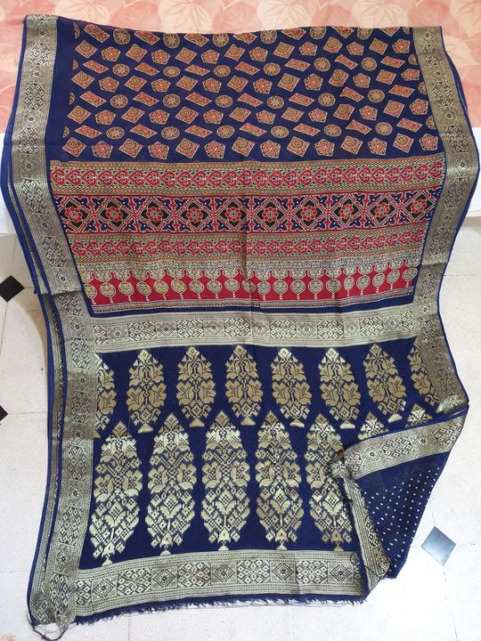 Post image Only whallshelle 1400 per saree ajrakh with blowess