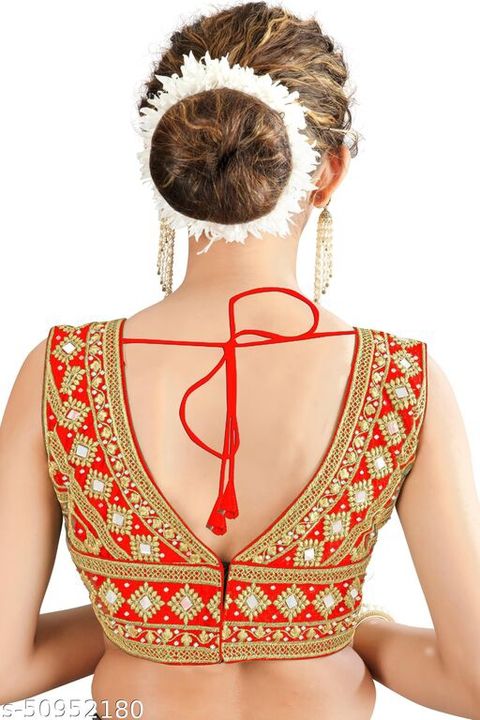 Phantom Embroidery Sequence Work V Neck Sleeveless Trendy Blouse for Women's Ethnic Wear Collection uploaded by Blousekart on 3/25/2022
