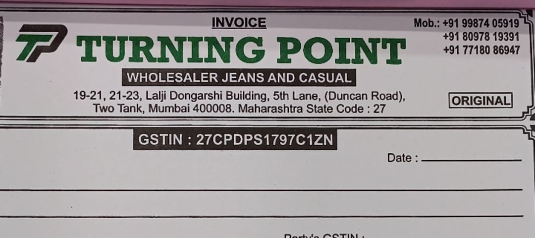 Visiting card store images of Turning point