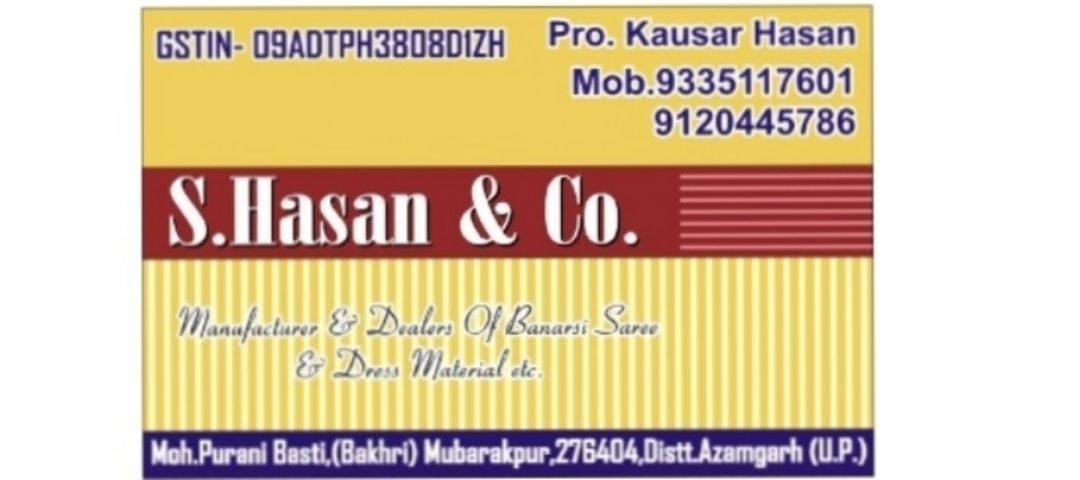 Visiting card store images of S Hasan & co