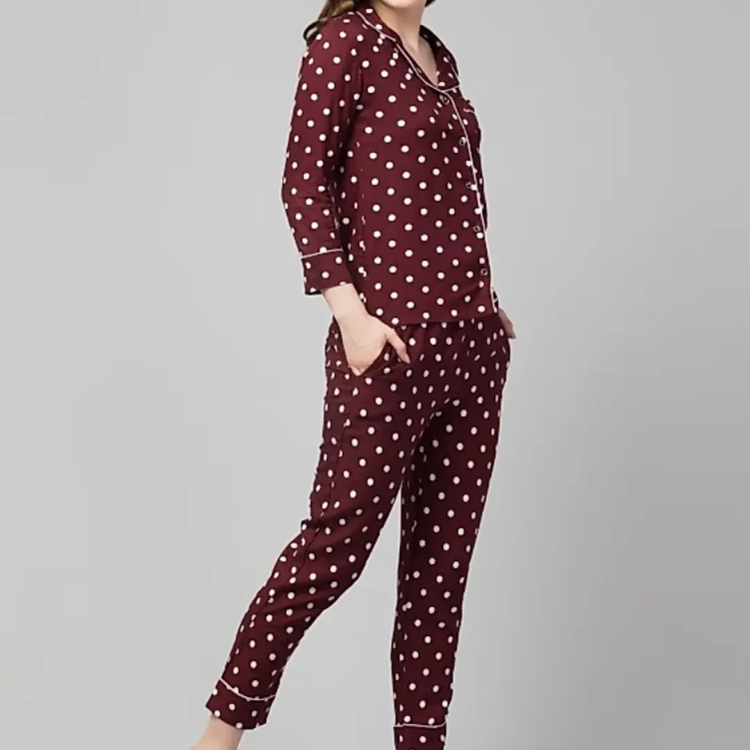 Lates Red White streapted design Night Suits, Shirt and Pyjama set for women uploaded by Z-Naaz Collection on 3/25/2022