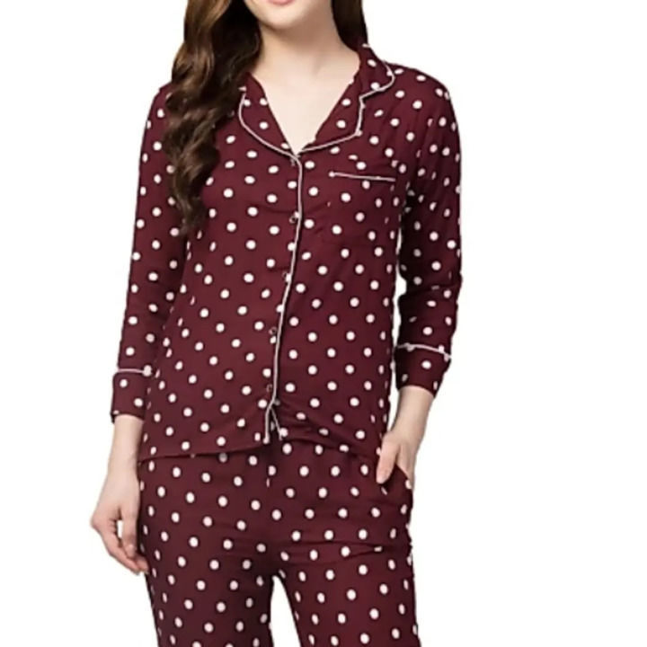 Lates Red White streapted design Night Suits, Shirt and Pyjama set for women uploaded by business on 3/25/2022