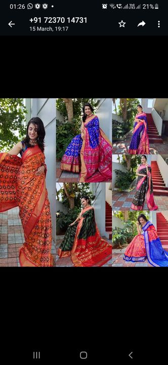 Post image IKKAT semi silk sarees only Rs 999 at 9987202127 / 8356849283.  Freeee shipping