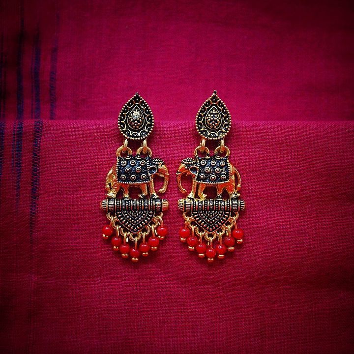 Oxidised Gold Elephant Dangler Earrings uploaded by House Of Earrings on 10/15/2020