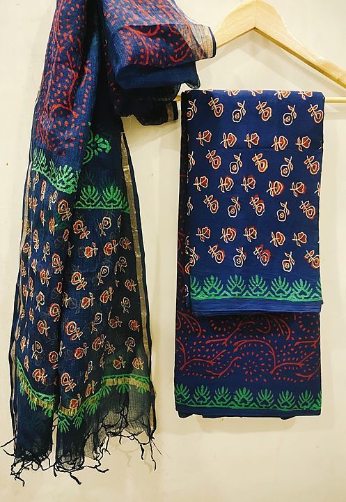 Women cotton dress material uploaded by Bagru Hand Block Print  Saree on 10/15/2020