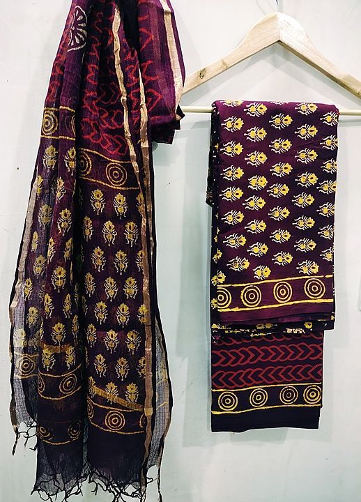 Women cotton dress material uploaded by Bagru Hand Block Print  Saree on 10/15/2020
