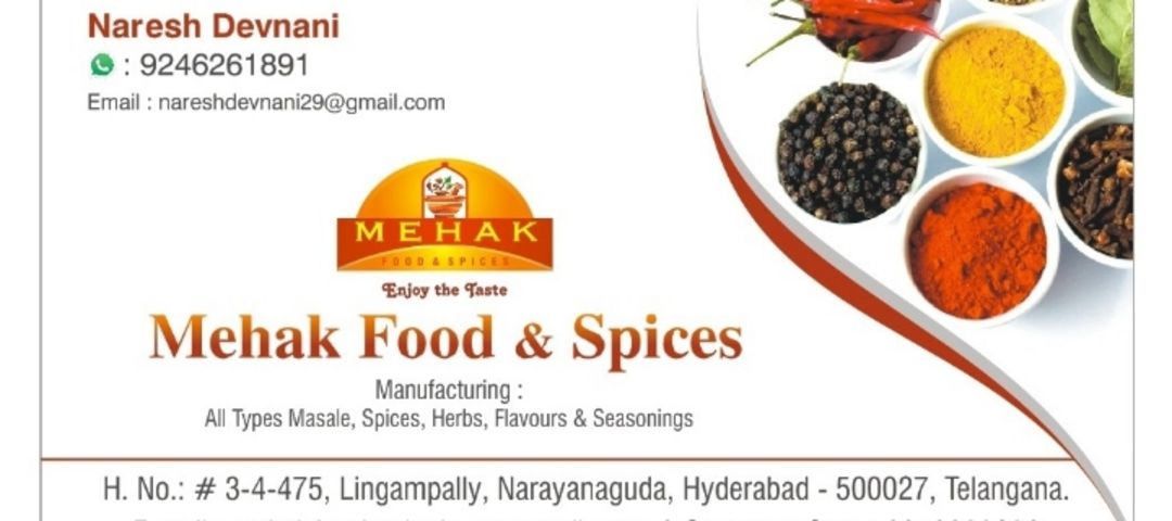 Visiting card store images of Mehak Food & Spices