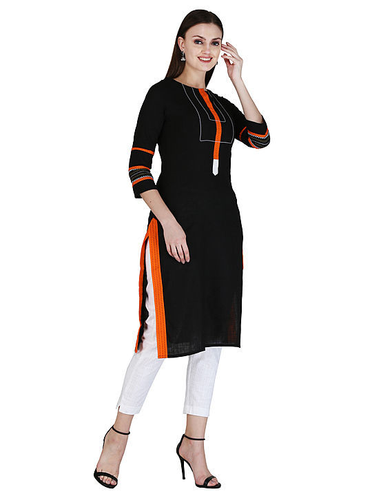 Cotton slub solid embroidered kurti uploaded by business on 10/15/2020