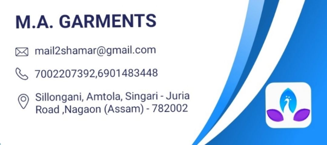 Visiting card store images of M.A garments