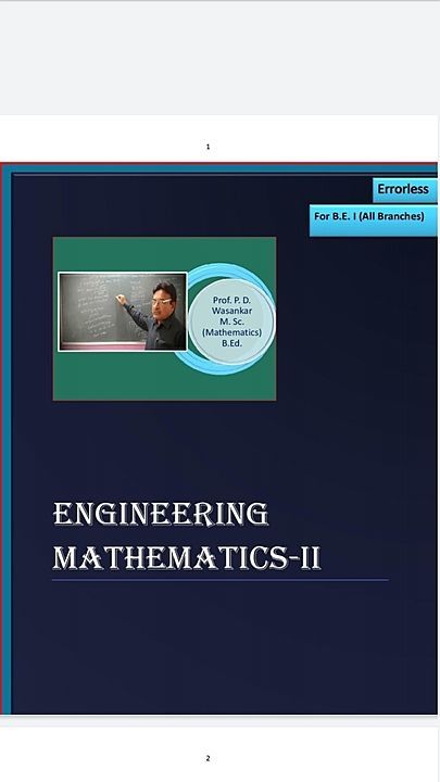 Engineering Mathematics 2 uploaded by Chaitanya Wasankar Anar on 6/14/2020