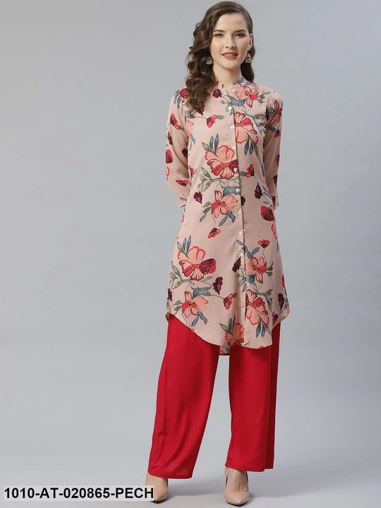 Tp Floral Print ladies kurti (Polyester, Peach, 1010-AT-020865-PECH) uploaded by Mann Mohana Trading on 3/29/2022