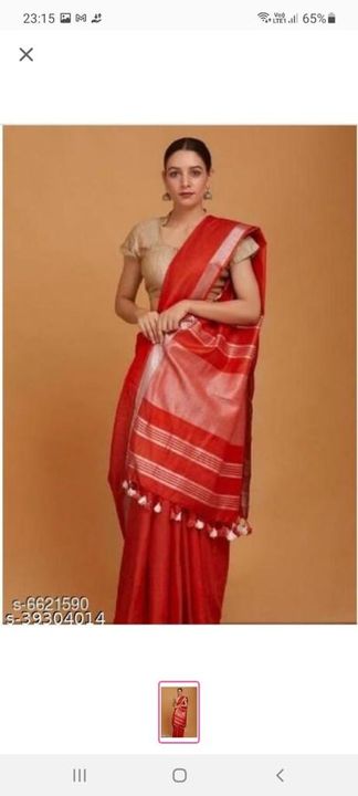 COTTON LILEN SAREE uploaded by business on 3/29/2022
