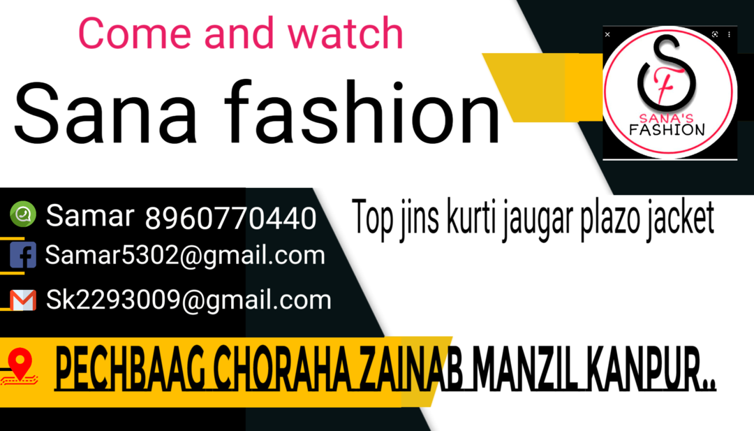 Post image Sana fashion laya h apke liye fancy top jeans wholesale shop pta pechbaag choraha chamda. mandi kanpur nagar.Watsap and call number 8960770440