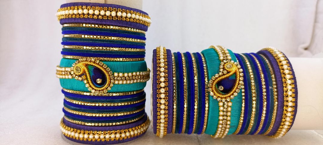 Peacock feather bangles set uploaded by Shakya Bangles on 3/30/2022