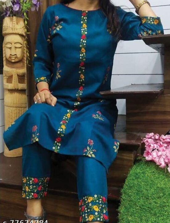 Divya embroidery kurta with pent uploaded by business on 3/30/2022