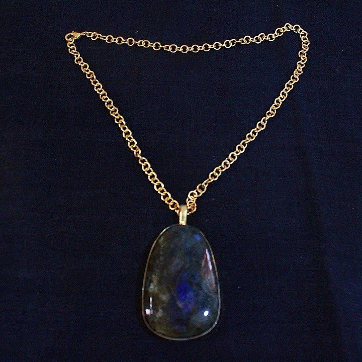 Big gem stone pendant with chain nikal free gold plating  uploaded by Bhrti impex on 10/16/2020