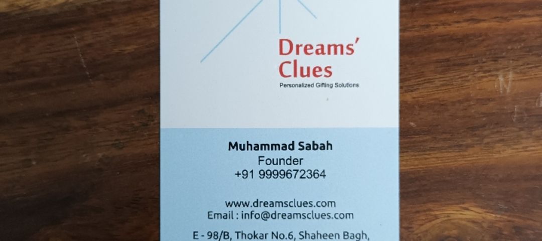 Visiting card store images of Dreams Clues