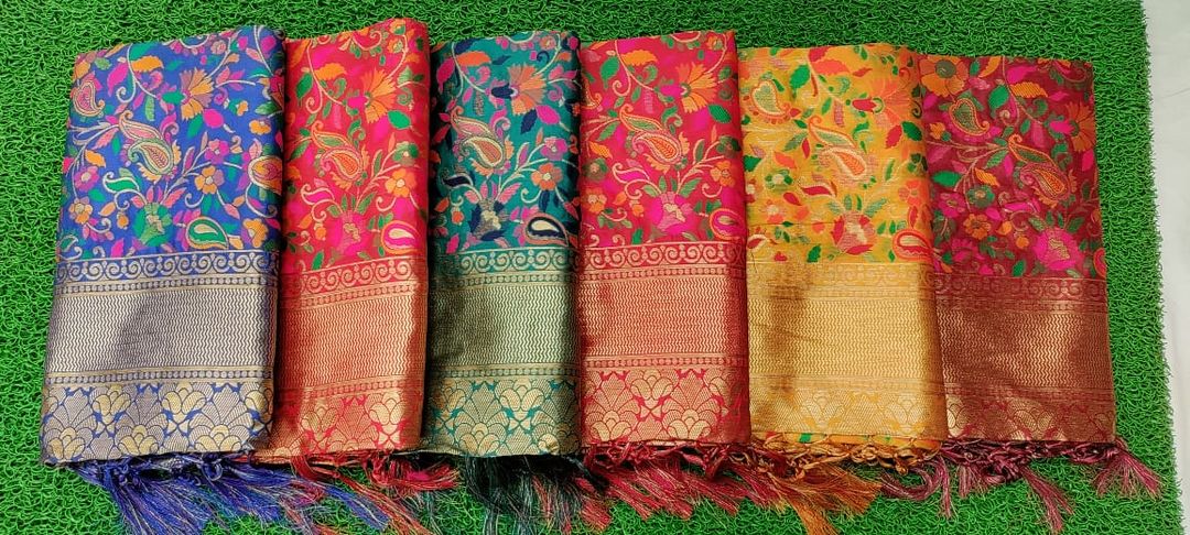 Kani saree with full embroidery uploaded by Pashmina Shawls and suits blankets sarees stools on 3/31/2022