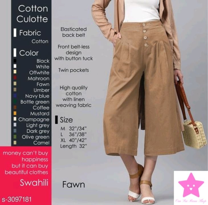 Trendy Classy Cotton Women's Culotte uploaded by business on 3/31/2022