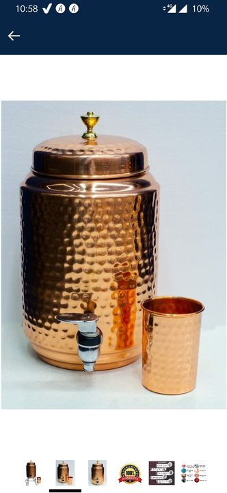 Pure Copper  Tulip Bed Side Jar 1600ML Weight: 450 Grams uploaded by business on 3/31/2022