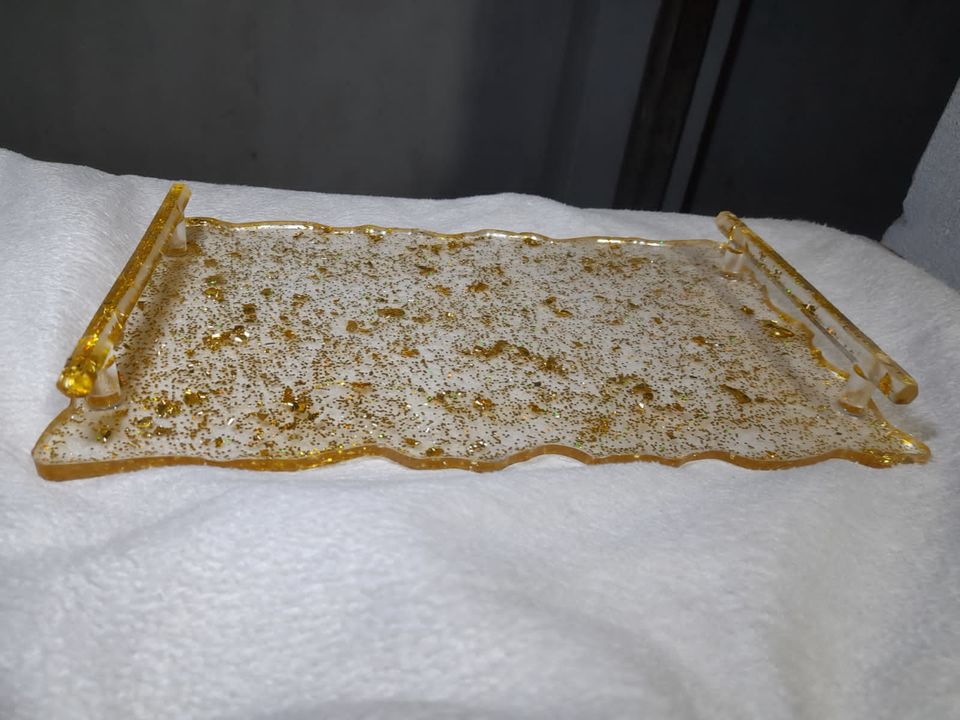 Golden tray with clear resin uploaded by business on 4/1/2022