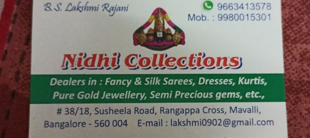 Visiting card store images of Nidhi Collections