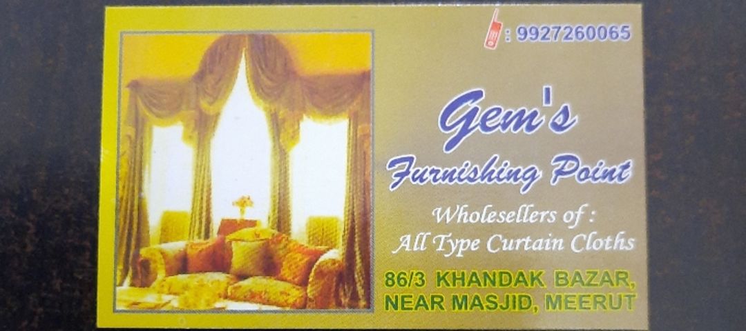 Visiting card store images of Gems furnishing point