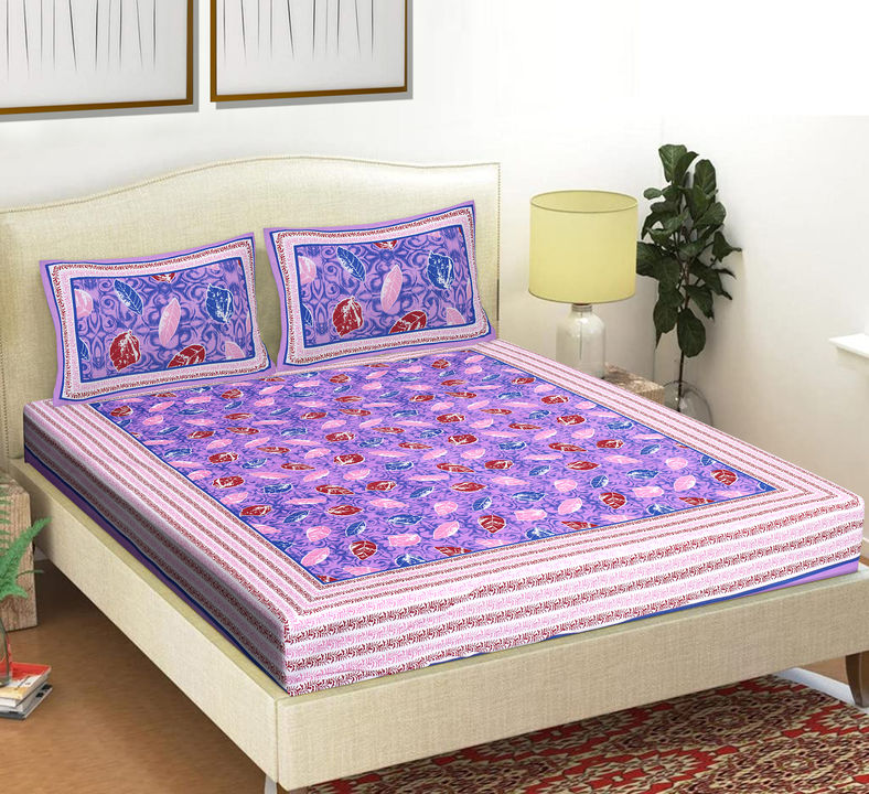 Product image of 90x108 inches Jaipuri Cotton Double Bedsheet with 2 Zipper Pillow Covers , ID: 90x108-inches-jaipuri-cotton-double-bedsheet-with-2-zipper-pillow-covers-01e9cf48