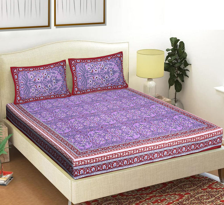 Product image of 90x108 inches Jaipuri Cotton Double Bedsheet with 2 Zipper Pillow Covers , ID: 90x108-inches-jaipuri-cotton-double-bedsheet-with-2-zipper-pillow-covers-c4de8e86