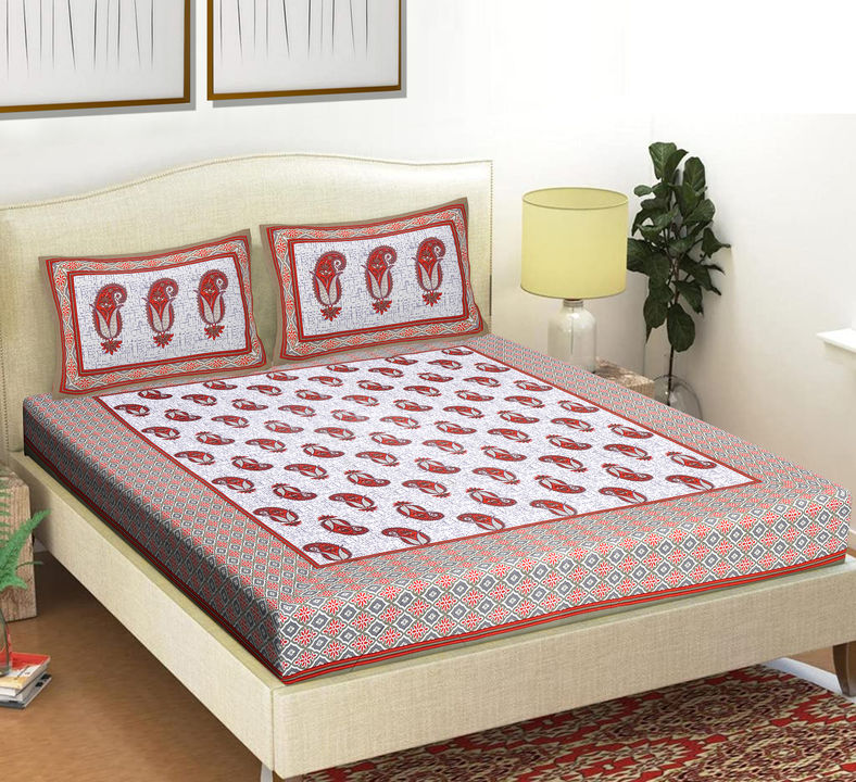 Product image of 90x108 inches Jaipuri Cotton Double Bedsheet with 2 Zipper Pillow Covers , ID: 90x108-inches-jaipuri-cotton-double-bedsheet-with-2-zipper-pillow-covers-f6ce069b