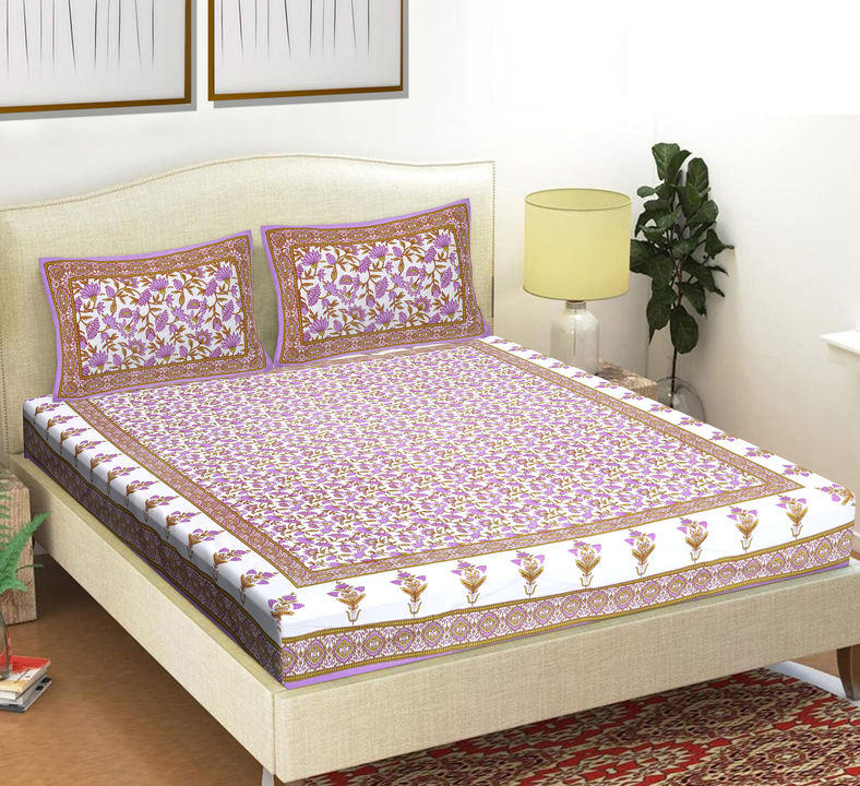Product image of 90x108 inches Jaipuri Cotton Double Bedsheet with 2 Zipper Pillow Covers , ID: 90x108-inches-jaipuri-cotton-double-bedsheet-with-2-zipper-pillow-covers-b05e287b