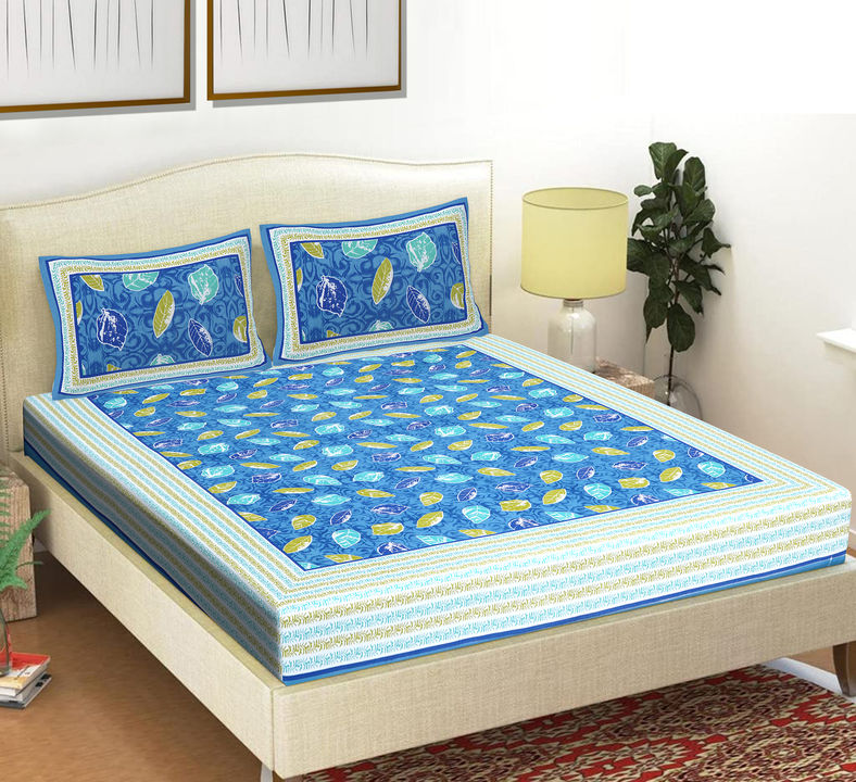 Product image of 90x108 inches Jaipuri Cotton Double Bedsheet with 2 Zipper Pillow Covers , ID: 90x108-inches-jaipuri-cotton-double-bedsheet-with-2-zipper-pillow-covers-20e106f0