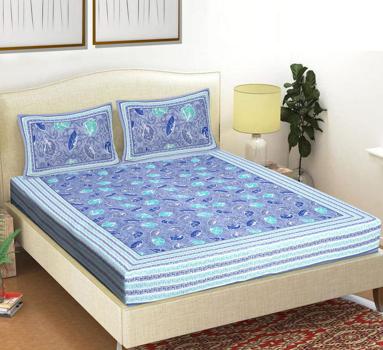 Product image of 90x108 inches Jaipuri Cotton Double Bedsheet with 2 Zipper Pillow Covers , ID: 90x108-inches-jaipuri-cotton-double-bedsheet-with-2-zipper-pillow-covers-82a29347
