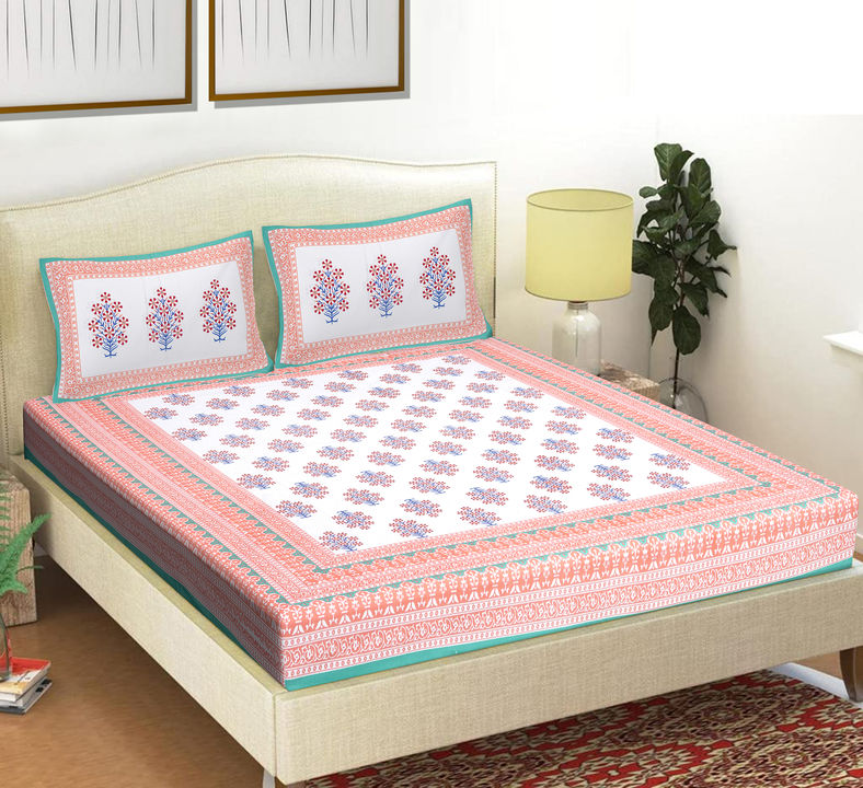 90x108 inches Jaipuri Cotton Double Bedsheet with 2 Zipper Pillow Covers  uploaded by Kismat Collection  on 4/2/2022