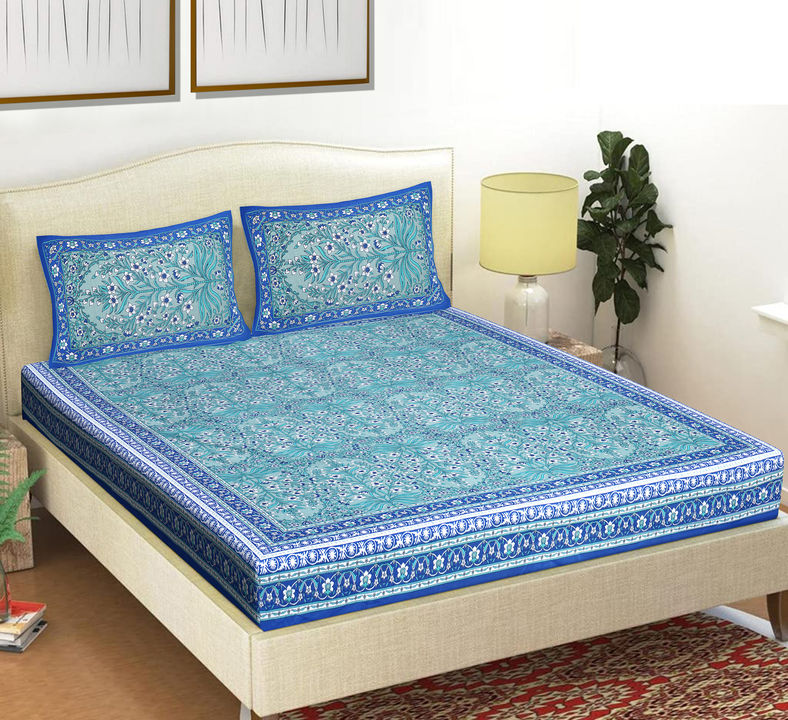 90x108 inches Jaipuri Cotton Double Bedsheet with 2 Zipper Pillow Covers  uploaded by Kismat Collection  on 4/2/2022