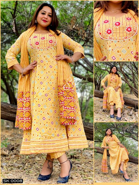 Post image *👗(SK Kurtis) Summer Launching👗*
💃 *Kurti, Pant With Dupatta Pair* 💃
Premium Jaipuri Cotton With Work Touch up Anarkali Kurti With Cotton Stylish Pant And Heavy Cotton Dupatta For This Summer and Wedding Season With New Design Of Sk Kurtis... 🥰🥰
💫 Sizes :- *M(38), L(40), XL(42), XXL(44)🚛 *Shipping Free All India...*🚛
👉 *100% Best And Trusted Quality* 👌
Dispatch :- *Ready...*(Worldwide Shipping Available)New lonchLimited Stock..🏃‍♀️🏃‍♀️🏃‍♀️Book Your Size Now...💐💐WhatsApp me in 7008015875