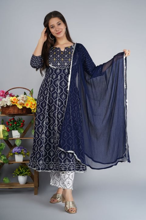 AAA+ PREMIUM HEAVY RAYON  KURTI PANT WITH DUPATTA  uploaded by business on 4/2/2022