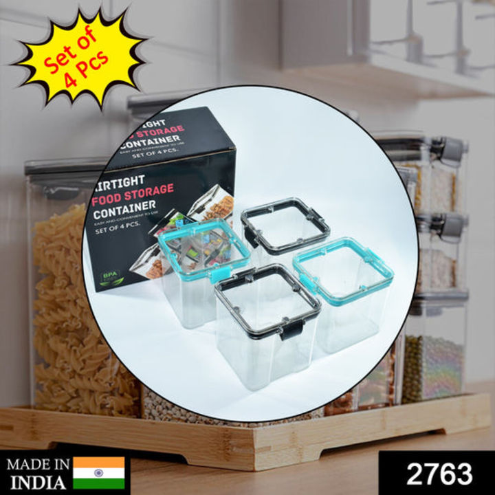 2763 4 Pc Square Container 700 Ml Used For Storing Types Of Food Stuffs And Items. uploaded by DeoDap on 4/2/2022