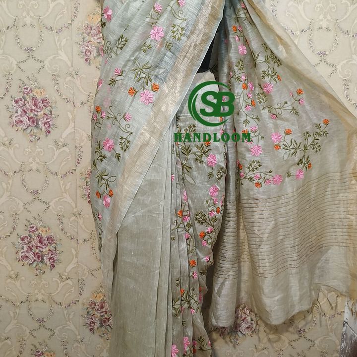 Silk linen Saree uploaded by business on 4/3/2022