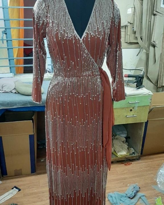Long dress uploaded by Ss zari art on 4/3/2022