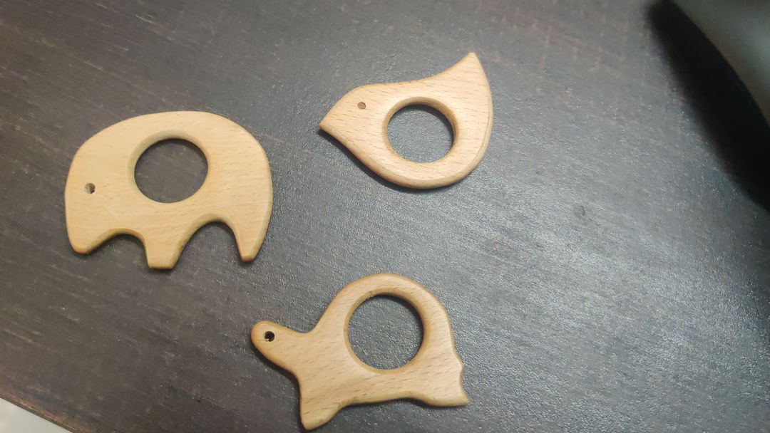 Post image Wooden baby teethers .                                               These teethers, Made from Neem wood,  are easy to grasp, are the best to suffice your baby’s teething needs and sooth those aching gums. This will be the perfect first toy for your baby. Neem wood is also Antibacterial and Anti-fungal, adding extra benefits to your child's play.
.
.