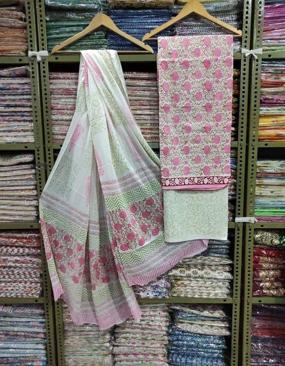 Post image Sanganeri print cotton dress material 2.5 top and bottom and dupatta