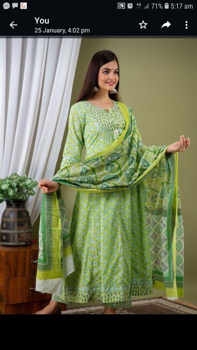 Post image I want 4 pieces of Cotton umbrella salwar suits.