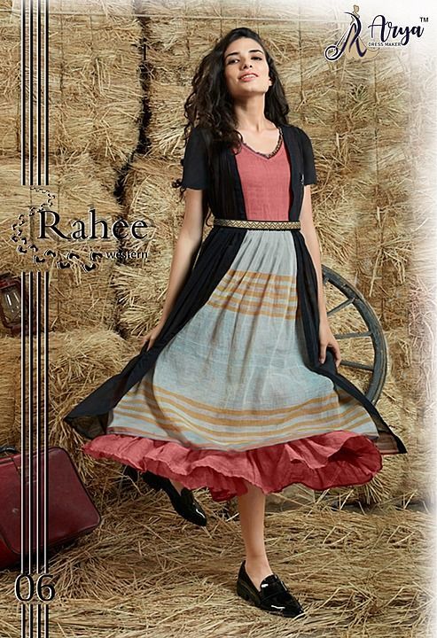 RAHEE WESTERN KURTI
~•••~•••~
[> 2 piece
[> Koti and inner
[> Design - 7
[> Fabric - cotton 
[> Digi uploaded by Comfort_before_style on 10/17/2020
