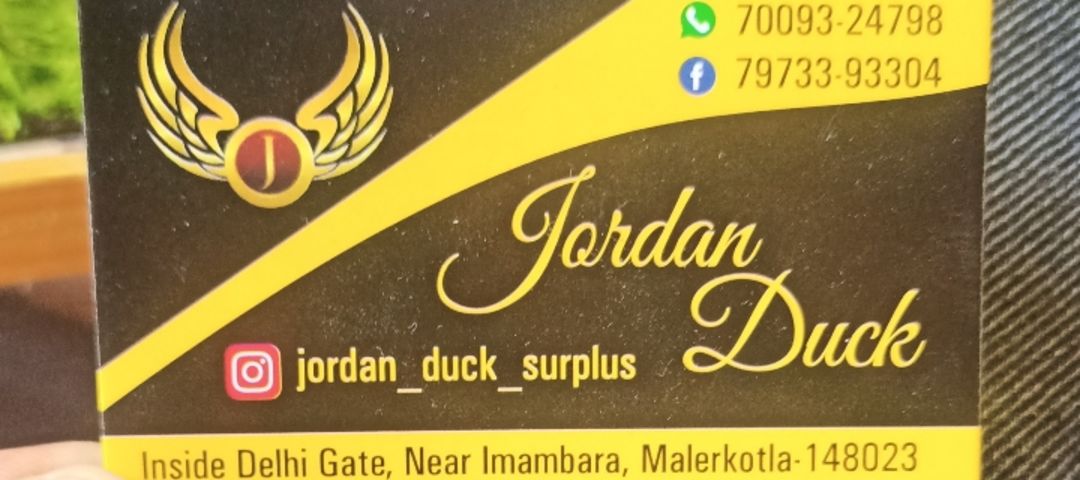 Visiting card store images of Jordan Duck Surplus