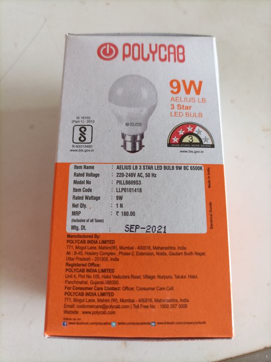 Polycab 9w led bal uploaded by business on 4/4/2022